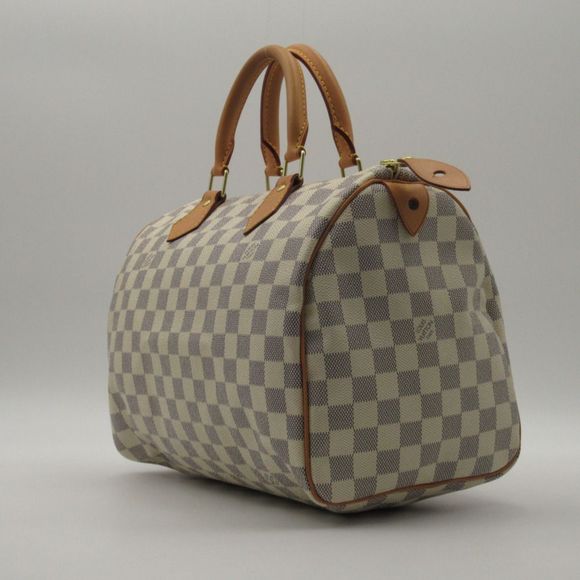 Louis Vuitton Speedy 30 Handbag Bag Canvas Leather Damier Azur White - Picture 4 of 7